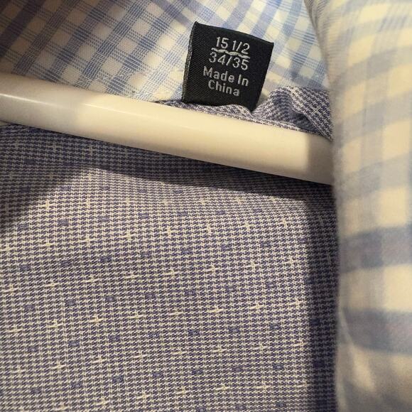 Tailor Byrd Collection Non Iron Trim Fit Mens Dress Shirt 15 1/2, 34/35 Blue - Picture 3 of 10